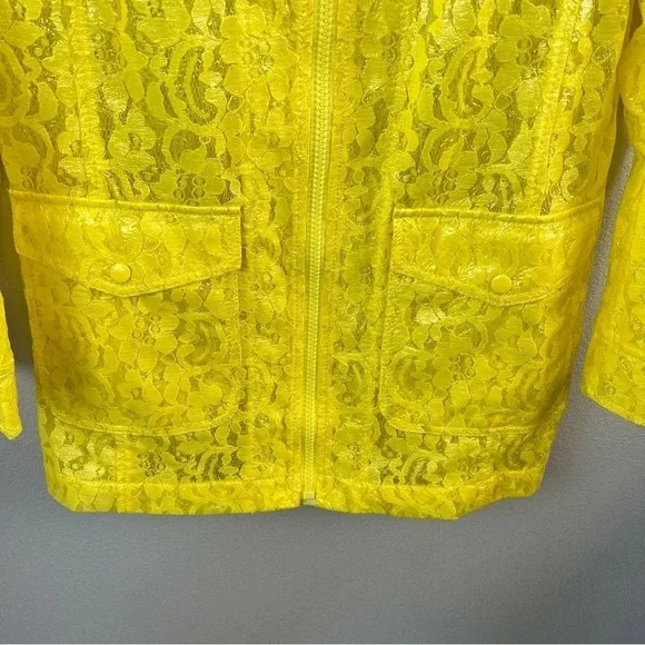 NWOT J. Crew Collection Yellow Coated Lace Jacket Coat Rain Spring Women’s XS - Picture 8 of 10